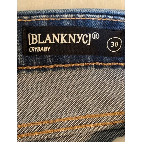 Blank NYC Black Released Raw Hem High Rise Crybaby Skinny Jeans Size 30 - Picture 3 of 8